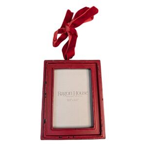 Ragon House Red Rectangle Frame Ornament E243751 2.5x3.5 Farmhouse Vintage Look